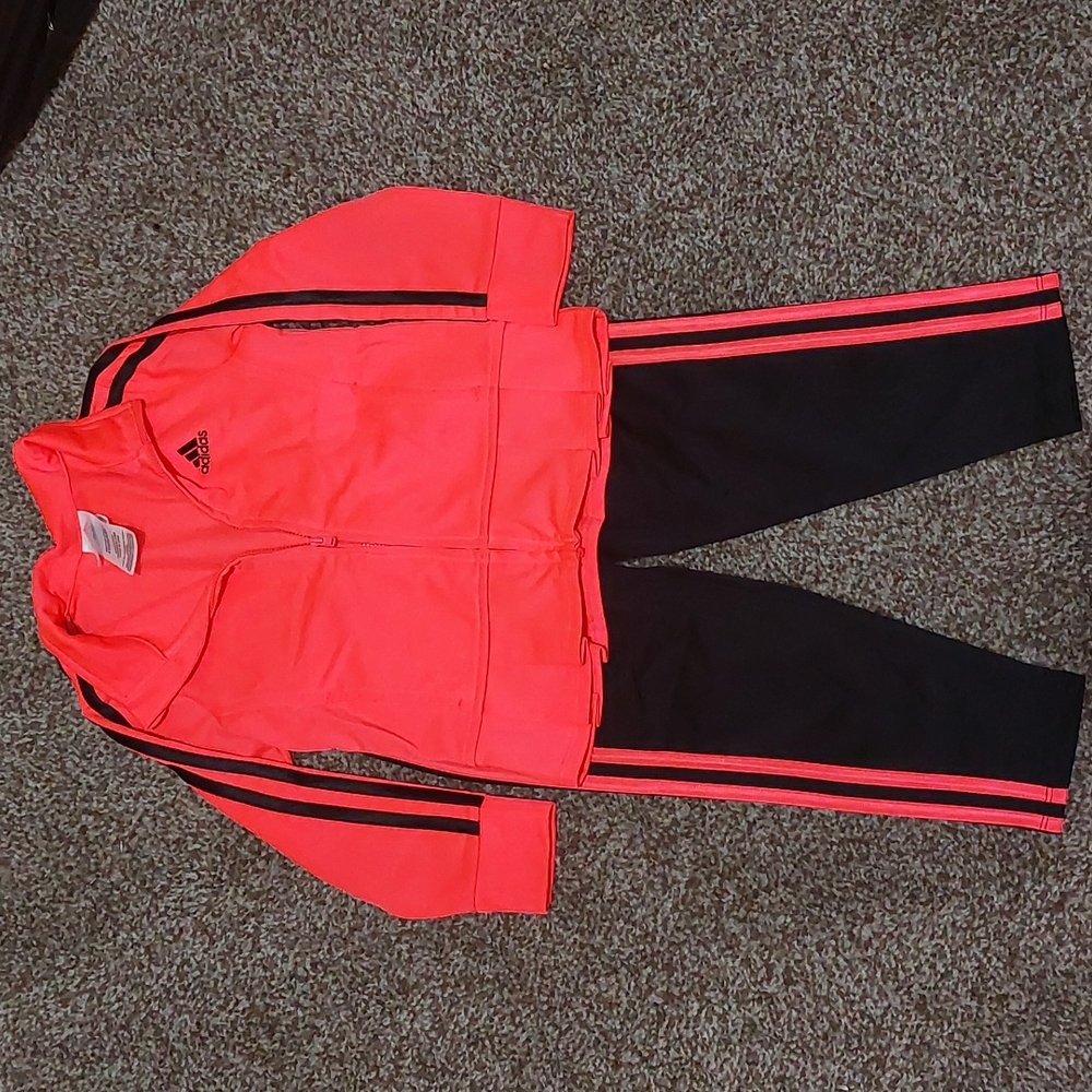 Hot Pink and Black Adidas Sweatsuit